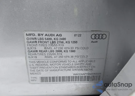 2022 Audi Q5 Premium Plus 45 Tfsi S Line Quattro S Tronic from USA, damaged, VIN WA1EAAFY8N2058305